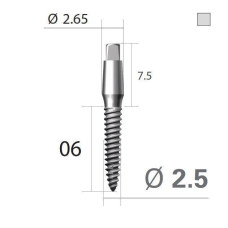 Імплантат 4-х гранна опора SlimLine (SlimOneBody) (СлімЛайн (СлімВанБоді)) № IUS251506, 1шт діам.= 2.50 мм; довжина= 6.0 мм; вис.ясен.= 1.5 мм (Dentium/Дентіум)