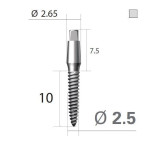 Імплантат 4-х гранна опора SlimLine (SlimOneBody) (СлімЛайн (СлімВанБоді)) № IUS251510, 1шт діам.= 2.50 мм; довжина= 10 мм; вис.ясен.= 1.5 мм (Dentium/Дентіум)