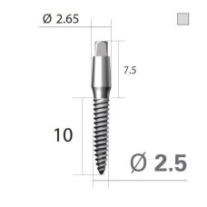 Імплантат 4-х гранна опора SlimLine (SlimOneBody) (СлімЛайн (СлімВанБоді)) № IUS251510, 1шт діам.= 2.50 мм; довжина= 10 мм; вис.ясен.= 1.5 мм (Dentium/Дентіум)