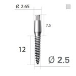 Імплантат 4-х гранна опора SlimLine (SlimOneBody) (СлімЛайн (СлімВанБоді)) № IUS251512, 1шт діам.= 2.50 мм; довжина= 12 мм; вис.ясен.= 1.5 мм (Dentium/Дентіум)