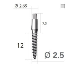 Імплантат 4-х гранна опора SlimLine (SlimOneBody) (СлімЛайн (СлімВанБоді)) № IUS251512, 1шт діам.= 2.50 мм; довжина= 12 мм; вис.ясен.= 1.5 мм (Dentium/Дентіум)