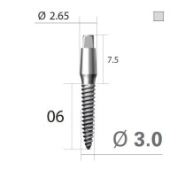 Імплантат 4-х гранна опора SlimLine (SlimOneBody) (СлімЛайн (СлімВанБоді)) № IUS301506, 1шт діам.= 3.00 мм; довжина= 6.0 мм; вис.ясен.= 1.5 мм (Dentium/Дентіум)