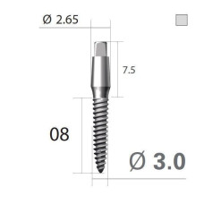 Імплантат 4-х гранна опора SlimLine (SlimOneBody) (СлімЛайн (СлімВанБоді)) № IUS301508, 1шт діам.= 3.00 мм; довжина= 8.0 мм; вис.ясен.= 1.5 мм (Dentium/Дентіум)