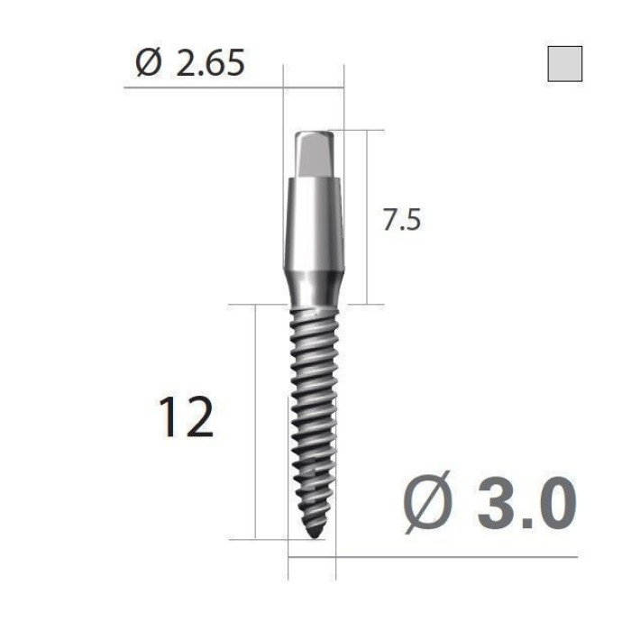 Імплантат 4-х гранна опора SlimLine (SlimOneBody) (СлімЛайн (СлімВанБоді)) № IUS301512, 1шт діам.= 3.00 мм; довжина= 12 мм; вис.ясен.= 1.5 мм (Dentium/Дентіум)