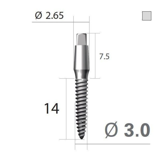 Імплантат 4-х гранна опора SlimLine (SlimOneBody) (СлімЛайн (СлімВанБоді)) № IUS301514, 1шт діам.= 3.00 мм; довжина= 14 мм; вис.ясен.= 1.5 мм, (# ТЕРМІН ПО 2021-10 #) (Dentium/Дентіум)
