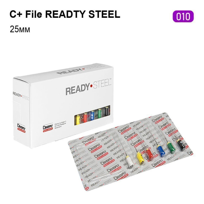 C+File ReadySteel (Сі+ Файл Редістіл), 6шт/пак довж.=25 мм; № 10 - Каналорозширювачі, ручні (Dentsply Maillefer/Дентсплай Майлліфер)