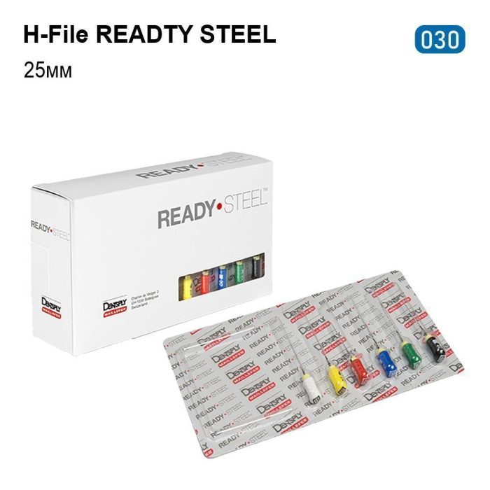 H-File ReadySteel (Н-Файл РедіСтіл), 6шт/пак довж.=25 мм; № 30 - Каналорозширювачі, ручні (Dentsply Maillefer/Дентсплай Майлліфер)