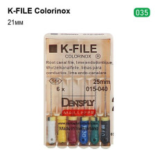 K-File Colorinox (К-Файл), 6шт/пак довж.=21 мм; № 35 - Каналорозширювачі, ручні (Dentsply Maillefer/Дентсплай Майлліфер)