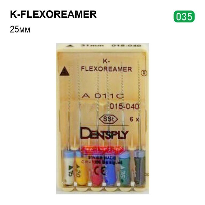 K-FlexoReamer (К-ФлексоРімер), 6шт/пак довж.=25 мм; № 35 - Каналорозширювачі, ручні (Dentsply Maillefer/Дентсплай Майлліфер)