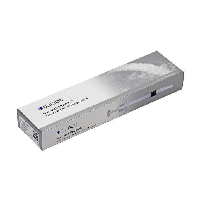 easy-graft CRYSTAL 250 (ізі-графт КРІСТАЛ 250) № C15-075, Пак.: шпр.0.25мл розм.= 0.5-1.0мм; об'єм= 0.25 куб.см (+біолінкер) - Кістковий матеріал (Guidor/Гайдор)