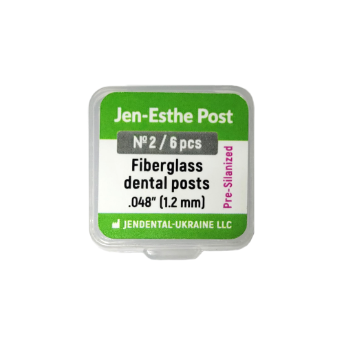 Jen-Esthe Post Pre-Silanized (Джен-Есте Пре-Сіланизовані), 6шт/пак розм.= 2; діам.= 1.2 мм; колір: зелений - Штифти скловолоконні пре-сіланізовані (Джендентал-Україна/Джендентал-Україна)