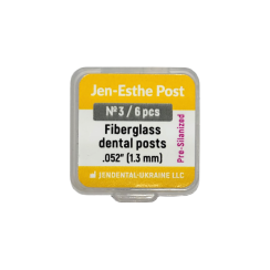 Jen-Esthe Post Pre-Silanized (Джен-Есте Пре-Сіланизовані), 6шт/пак розм.= 3; діам.= 1.3 мм; колір: жовтий - Штифти скловолоконні пре-сіланізовані (Джендентал-Україна/Джендентал-Україна)