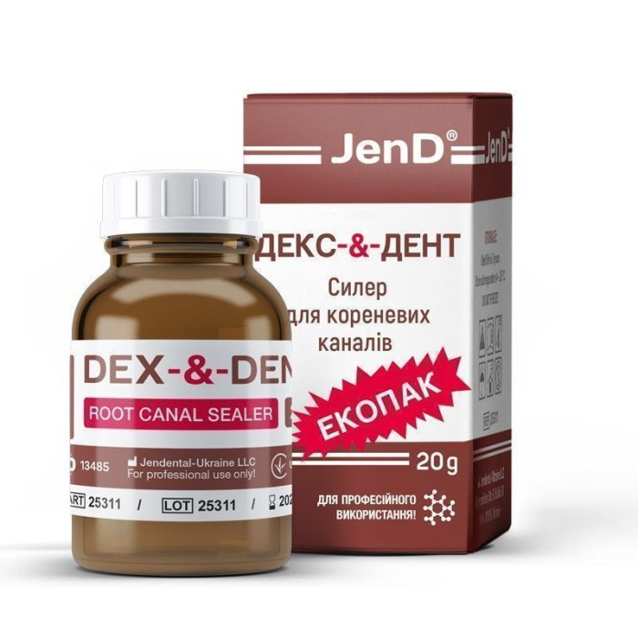 Dex-&-Dent (Декс-Енд-Дент), флак. 20г - Цемент для каналів (цинк-оксид-евгенол, з гiдрокортизоном) (Джендентал-Україна/Джендентал-Україна)