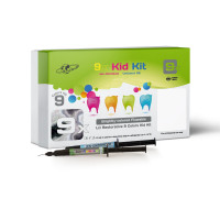 Jen-Rainbow Kid Kit (Джен-Рейнбоу), Н-р: 9 х шпр.1мл (Green-Fluo, Orange-Fluo, Lime-Fluo, Purple-Fluo, Green-Pearl, Pink-Pearl, Blue-Pearl, Golden-Pearl; Clear-Red) (+Jen-Unibond SE - 3мл) - Кольоровий композит, мікрогібридний текучий (Джендентал-Україна/