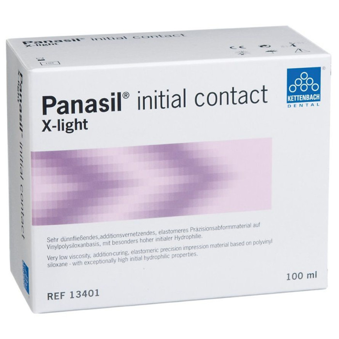Panasil Initial Contact X-Light № 13401, Пак.: 2 х  картр.50мл колір: фіялковий (+8 змішуючих насадок) - Відбиткова маса (VPS, A-силікон), корега, низька в'язкість (тип 3) (Kettenbach/Кеттенбах)