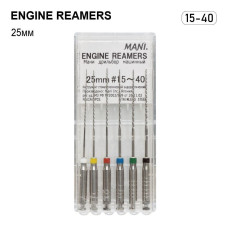 Engine Reamers (Енджайн Рімерс), 6шт/пак довж.=25 мм; № 15-40 - Каналорозширювачі, машинні (Mani/Мані)