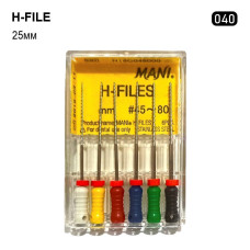 H-File (Н-Файл), 6шт/пак довж.=25 мм; № 40 - Каналорозширювачі, ручні (Mani/Мані)