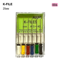 K-File (К-Файл), 6шт/пак довж.=25 мм; № 06 - Каналорозширювачі, ручні (Mani/Мані)