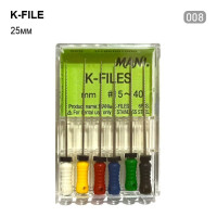 K-File (К-Файл), 6шт/пак довж.=25 мм; № 08 - Каналорозширювачі, ручні (Mani/Мані)