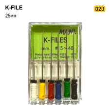 K-File (К-Файл), 6шт/пак довж.=25 мм; № 20 - Каналорозширювачі, ручні (Mani/Мані)