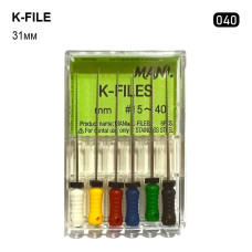 K-File (К-Файл), 6шт/пак довж.=31 мм; № 40 - Каналорозширювачі, ручні (Mani/Мані)