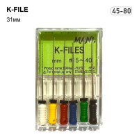 K-File (К-Файл), 6шт/пак довж.=31 мм; № 45-80 - Каналорозширювачі, ручні (Mani/Мані)