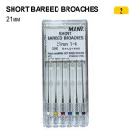 Пульпоекстрактори, ручні Short Barbed Broaches, Пак.: 6шт/пак довж.=21 мм; № 2 (Mani/Мані)
