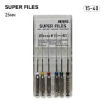 Super Files (Супер Файл), 6шт/пак довж.=25 мм; № 15-40 - Каналорозширювачі, машинні (Mani/Мані)