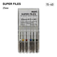 Super Files (Супер Файл), 6шт/пак довж.=25 мм; № 15-40 - Каналорозширювачі, машинні (Mani/Мані)