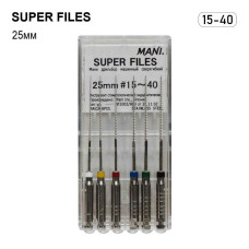 Super Files (Супер Файл), 6шт/пак довж.=25 мм; № 15-40 - Каналорозширювачі, машинні (Mani/Мані)