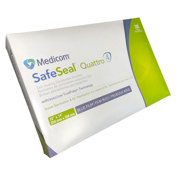 Пакети для стерилізації самоклеючі SafeSeal Quattro, 200шт/пак розм.= 254х356 мм (Medicom/Медіком)