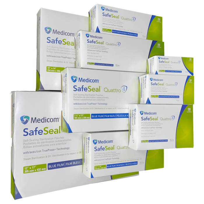 Пакети для стерилізації самоклеючі SafeSeal Quattro, 200шт/пак розм.= 133х254 мм (Medicom/Медіком)