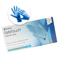Рукавички нитрилові Safetouсh Vitals Slim Blue № 1175P2-C, 100шт/пак колір: блакитний; розм.= 
