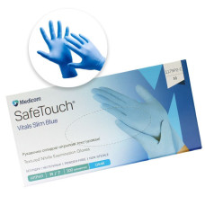 Рукавички нитрилові Safetouсh Vitals Slim Blue № 1175P2-C, 100шт/пак колір: блакитний; розм.= 