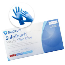 Рукавички нитрилові Safetouсh Vitals Slim Blue № 1175P2-B, 100шт/пак колір: блакитний; розм.= 