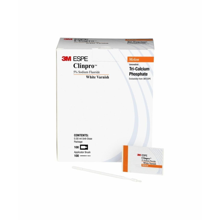 Clinpro White Varnish (Клінпро Вайт Ваніш) № 12249L, Пак.: 4 х унід. 0.5мл смак: диня - Фторлак (фторид натрію, трикальційфосфат) (Solventum (3M)/Солвентум (ЗМ))