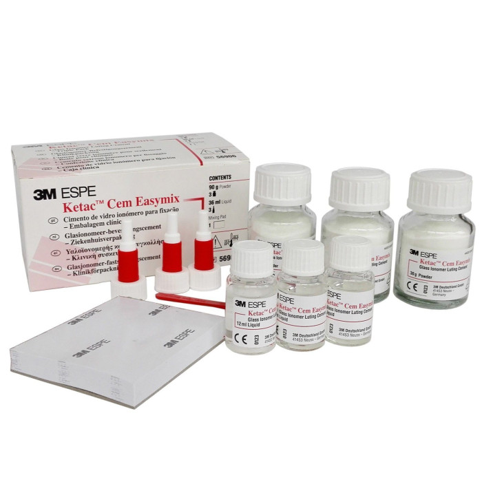 Ketac Cem Easymix (Кетак Цем Ізімікс) № 56906, Пак.: 3х30г+3х12мл - Фіксуючий цемент, склоіономерний (Solventum (3M)/Солвентум (ЗМ))