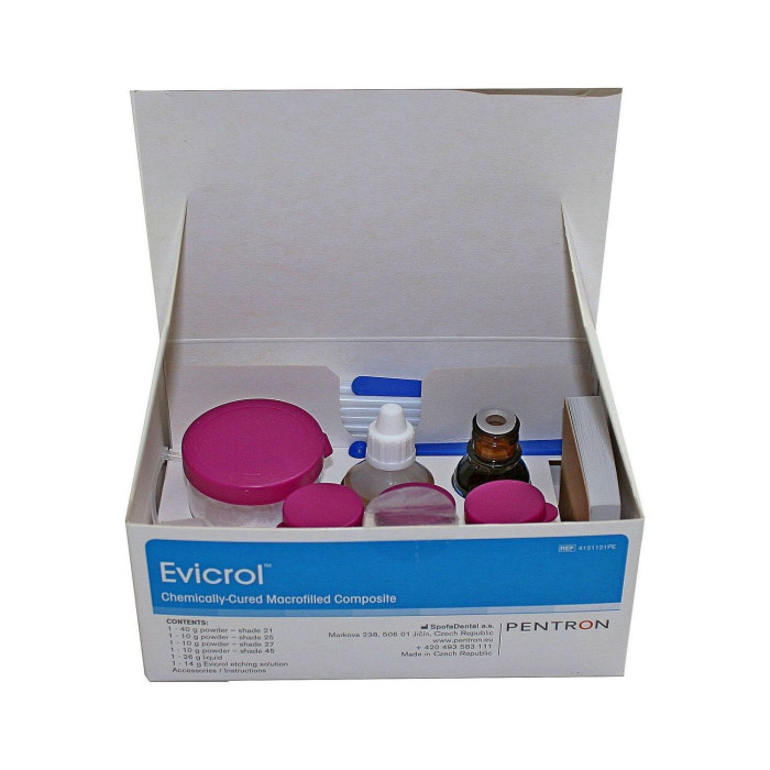 Evicrol (Евікрол), Н-р: 40г (+колор 3х10г, гель 14г) - Хімкомпозит, гібридний (SpofaDental/СпофаДентал)