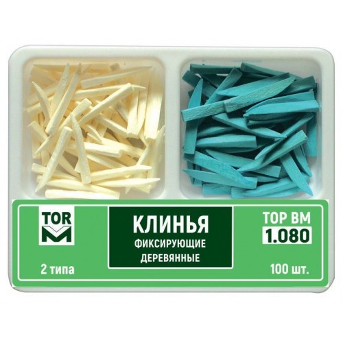 Клинці дерев'яні № 1.080(б/г), Н-р: 2х50шт/пак розм.= (асорті); колір: (білий, блакитний) (T.O.R./Ті.О.Ар.)