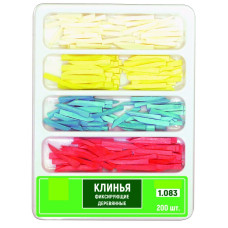 Клинці дерев'яні № 1.083, Н-р: 4х50шт/пак розм.= (асорті); колір: (білий, жовтий, рожевий, блакитний) (T.O.R./Ті.О.Ар.)