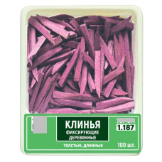 Клинці дерев'яні № 1.187, Пак.: 100шт/пак розм.= товсті/довгі; колір: фіялковий (T.O.R./Ті.О.Ар.)