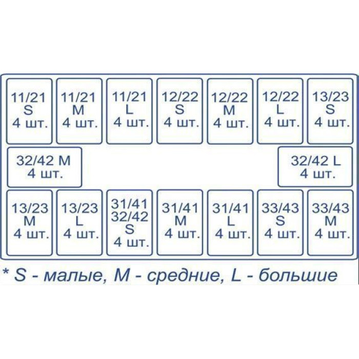 Матриці лавсанові ковпачкі № 1.910, 1пл (64од) для іклів та різців (T.O.R./Ті.О.Ар.)