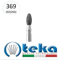 Бор діамантовий, під ТН № 369.514.025, 1шт полум'я; діам.= 2.50 мм; роб.довж.= 5.5 мм; 40 мкм (червоний); (L=19 мм) (Teka/Тека)