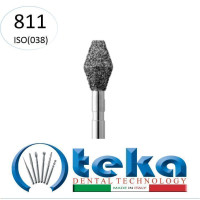 Бор діамантовий, під ТН № 811.524.033, 1шт конус подвійний (бочка); діам.= 3.30 мм; роб.довж.= 4.2 мм; 107-126 мкм (без маркування); (L=19 мм) (Teka/Тека)