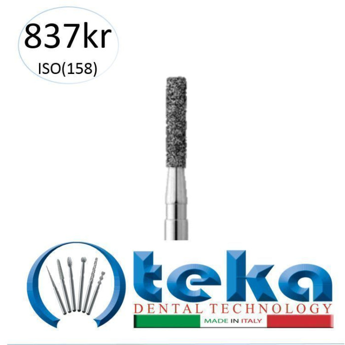 Бор діамантовий, під ТН № 837KR.514.012, 1шт циліндр заокруглений; діам.= 1.20 мм; роб.довж.= 8.0 мм; 40 мкм (червоний); (L=19 мм) (Teka/Тека)