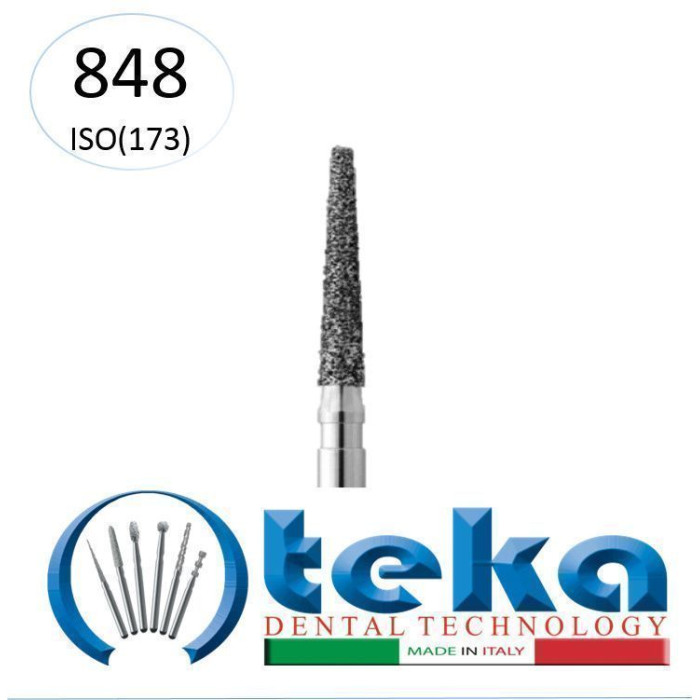 Бор діамантовий, під ТН № 848.534.016, 1шт конус усічений; діам.= 1.60 мм; роб.довж.= 10.0 мм; 151 мкм (зелений); (L=19 мм) (Teka/Тека)