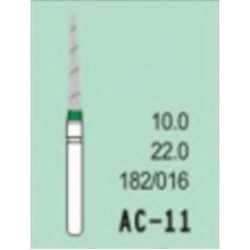 Бор діамантовий, під ТН № AC-11-182/016, 1шт циліндр загострений; діам.= 1.60 мм; роб.довж.= 10.0 мм; 100-120 мкм (зелений); (L=22 мм) (Tengyuan/Теньюань)