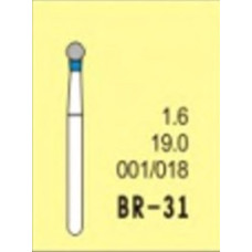 Бор діамантовий, під ТН № BR-31-001/018, 1шт кулька; діам.= 1.80 мм; роб.довж.= 1.8 мм; 120-140 мкм (синій); (L=19 мм) (Tengyuan/Теньюань)