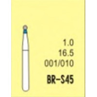 Бор діамантовий, під ТН № BR-S45-001/010, 1шт кулька; діам.= 1.00 мм; роб.довж.= 1.0 мм; 120-140 мкм (синій); (L=16.5 мм) (Tengyuan/Теньюань)