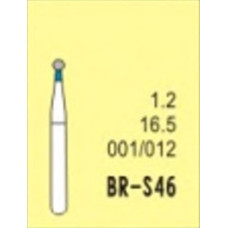 Бор діамантовий, під ТН № BR-S46-001/012, 1шт кулька; діам.= 1.20 мм; роб.довж.= 1.2 мм; 120-140 мкм (синій); (L=16.5 мм) (Tengyuan/Теньюань)